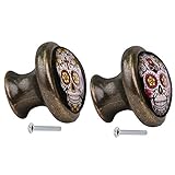 monkeyjack 2pcsスカルパターンヴィンテージメタルドアノブキャビネット引き出しビンドレッサー食器棚プルハンドルノブ家具ハードウェア# 7