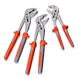 NUZAMAS 3舌と溝のプライヤーのセット8 10 12インチの配管のレンチウォーターポンププライヤーの角度ノーズスリップジョイント