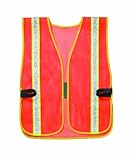 Custom Leathercraft SV07 1-Inch Striped Safety Vest, Orange by Custom Leathercraft