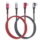 Besgoods L字型USB Cケーブル 3フィート 100W 10Gbps USB-C - USB-C 3.1 Gen2 PD高速充電ショートコード 4Kディスプレイ MacBook Pro PDドッキングステーション SSD Galaxy S21 その他のType-Cデバイス用 2パック (レッド ブラック)