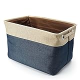 Maison Maxx 折りたたみ式リネン保管用バスケット 整理用バスケット 子ども部屋の整理用品 洋服やおもちゃや本の入れ物 L ブルー SZTC60722013B