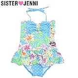 (ジェニィ)JENNI ドット ボタニカル柄 ワンピース水着 150 ブルー(050)