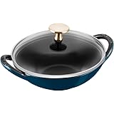 staub ストウブ 「 ベビー ウォック ラメール 16cm 蓋付き 真鍮ノブ仕様 」 小さい 両手 中華 鋳物 ホーロー 鍋 【シリアルナンバー付き日本正規販売品】 Baby Wok Z1026-044