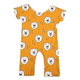 SOBABY 子供服 キッズ ベビー ロンパース カバーオール 半袖 ギフト 総柄 出産祝い (100/18-24ヶ月, イエロー)