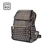 Koi Beauty ヨーロッパ男女兼用バックパックファッションPUリベット学生ショルダーバッグ/ハンドバッグ/スクールバッグ/トラベルバッグリュックサックレザーピンクサッチェル (黒1)