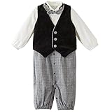 (キャサリンコテージ) Catherine Cottage子供服 ベビーフォーマル 男の子 スーツ 結婚式 法事 発表会 ベスト付きロンパーススーツ3点セット【改良版】 80cm 黒ベスト×チェックパ
