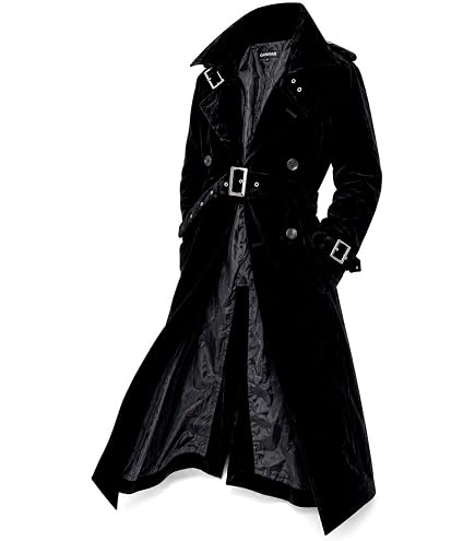 Amazon.co.jp: メンズコートレザーゴシックロングトレンチコート