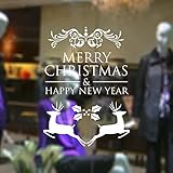 CHEZMAX DIY Merry Christmasウォールステッカー休日装飾ウィンドウデカール取り外し可能 White ホワイト CM-AW-M-28-baise