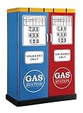 Furniture of America Rotella Gas Station Two-Door Metal Closet, Blue/Red [並行輸入品]