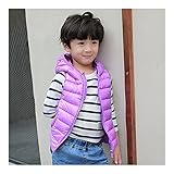 キッズ　秋冬　ベスト　保温　男の子　女の子　防寒　着心地良い　暖かい　パープル　150