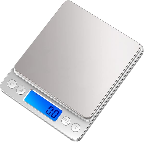 【Amazon限定ブランド】Imtykee デジタルスケール キッチンスケール 0.1g単位 電子スケール クッキングスケール 精密電子はかり 計量器 電子天秤 0.5gから3.0kgまで コンパクト 計量可能風袋引き機能 オートオフ機能 多用途超小型 シルバー - 1