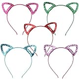 Elesa Miracle 5pc Kidsガールズレディースキラキラ猫耳ヘッドバンド値セット猫耳ヘアフープメイクアップパーティーFavor One Size
