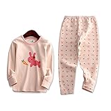 PANCY 子供服 長袖 ルームウェア 上下セット 秋冬 女の子 うさぎ柄(90cm,ライトピンク)
