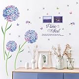 Skyllc青と紫色の夢のような花の壁のステッカーの背景DIYの絵画ベッドルームの座っている部屋の背景ホームインテリア