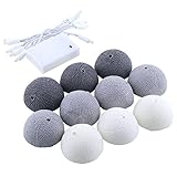 Kicode 5.9フィートのバッテリーは10個のLEDコットンボールグローブ文字列のライトを搭載します ウォームホワイトグローで 屋内クリスマスパーティーウェディングホリデー・フェスティバル・セレブ