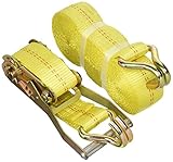 Mann Ratchet Tie Down Straps 2" Wide Extra Heavy Duty Flat Hook イエロー CRS