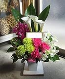 ＴＶチャンピオン出場【今旬フラワーアレンジメント5,500円 スタイリッシュ 赤・ピンク系】誕生日 花　誕生日 プレゼント 女性 フラワーアレンジメント 開業開店祝い 花 劇場 楽屋花 ギフト お見舞