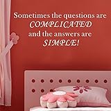 Pop Decors WL-0034-Vb Inspirational Quote Wall Decal Sometimes The Questions are Complicated [並行輸入品]