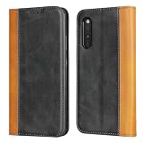 Ｈａｖａｙａ 対応 Galaxy A41 ケース ギャラクシーa41 ケース au SCV48 スマホケース SC-41A ドコモ 手帳型 耐衝撃 SC41A カバー docomo カード収納 SoftBank フェイクレザー-ブラック＋イエロー