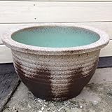 信楽焼:睡蓮鉢(すいれんばち)・はす鉢・めだか鉢【13号・深鉢・フチ付】*(灰釉(はいぐすり)千段)