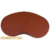 POWERTEC 110220 6-Inch PSA 120 Grit Aluminum Oxide Self Stick Sanding Disc, 10-Pack [並行輸入品]