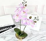 人工花ArrangementシルクOrchid withホワイト花瓶テーブルセンターピースホーム結婚式オフィスデコレーション