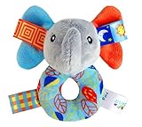naovio Plush Elephant Baby Rattle Toy Stuffed Animal Grasping Toy Hand Bell