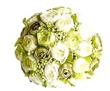 ウエディング ブーケ 造花 バラ ホワイト & グリーン ブライダル 結婚式 花束 フラワー