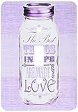 3drose LLC lsp _ 128510 _ 1 Mason Jar on黄麻布印刷パープルThe Best Things In Life Are Made with Love Gifts fo