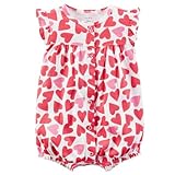カーターズ（Carter's）女の子用赤xピンクぎっしりハート柄前開き半袖クリーパー (3months(55-61cm)) [並行輸入品]