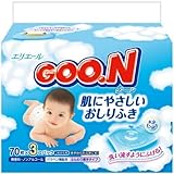 グーン　肌にやさしいおしりふき　詰替７０枚Ｘ３Ｐ【１２個セット（ケース販売）】