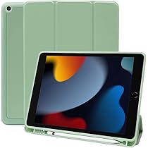 美品 iPad 9 ケース付き バッテリー95% Amazon.co.jp: タッチペン付き ペンシル収納ポケット有 iPad