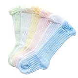 Ainial　ハイソックス　ベビー　子供靴下　ニーハイソックス 夏　メッシュ　薄手　綿　可愛い　キッズソックス　赤ちゃん　新生児　女の子 男の子　柔らかい　レッグ靴下　5足セット
