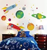 Oopsy Daisy Galactic Travels Peel and Place, Green/Orange, 54' x 45' [並行輸入品]