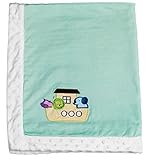 Noah's Ark Mint Embroidered Minky Dot Blanket by Gifted Living