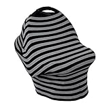 Baosity 授乳カバー　遮光　授乳ケープ　ベビーカーカバー　防風　伸縮自在　着脱が簡単　全2色 - ストライプブラックアッシュ