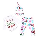 Perfk 通気性　赤ちゃん　女の子　クリスマス　XMAS 　4枚　衣装セット　　ヘッドバンド　　帽子　　ロンパー　　パンツ　　柔らかい　　全4サイズ - 4個のクリスマスセット, 12〜18ヶ月