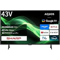 Amazon | シャープ 43V型 4K 液晶 テレビ AQUOS 4T-C43GJ2 Google TV
