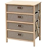 山善 チェスト ナチュラル/ベージュ 幅60×奥行34×高さ60cm 組立かんたん 衣類収納 JDX-4W(NA/BE)