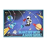 Joy Carpets Kid Essentials Language & Literacy Blast Off With A Good Book Rug Multicolored 7'8 x 10'