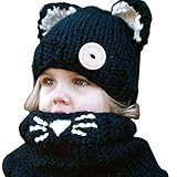 Ochine 新品　ベビー＆キッズ 子供　毛糸帽子　可愛い　狐さん　猫さん　保温防寒　首まで保護できる　撮影用にも　出産祝い 贈り物　3色選択　1-10歳設定