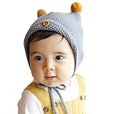 MIOIM® ベビー 子供 キッズ ニット帽子 ニットキャップ 暖かい ボンボン付き 秋冬 防寒 保温性 カジュアル ユニセックス プレゼント