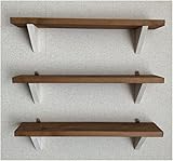 日常の空間をお洒落に可愛く 【アウトレット品】 飾り棚 壁掛け シェルフ ウォール ラック ３点セット (⑨ウォールナット＆ホワイト(45cm))