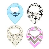 GudeHome 4枚セット ベビー スタイ ビブ よだれかけ 2層タイプ 三角 バンダナ型 スナップ サイズ調整可能