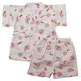 《盛夏 甚平》(ジンベイ) 日本製ベビー女児 リップル生地金魚&ドット柄衿フリル甚平スーツ 80cm/オフシロ NO.OG-75537