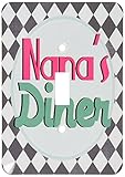 3dRose lsp_151663_1 Nanas Diner Sign on Black Retro Hot Pink Turquoise Teal Blue 1950S 50S Fifties G