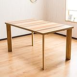 【木の風合いを大切にした北欧テイスト ボーダー柄ダイニングテーブル】天然木の綺麗な木目 割れや歪みに強い突板仕様 ガタツキ防止アジャスター付き お洒落を楽しむテーブル (ナチュラル色)