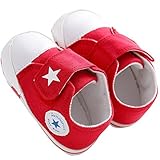 WAYLONGPLUS Prewalker Infant Canvas Soft Sole Anti-Slip Crib Shoes Love Print slip-on Sneaker (Red S