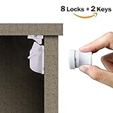 YOOFOSS マグネット式キャビネットロック 工具・ねじ不要 ロック8個+キー2本 引き出し用 お子様の安全対策