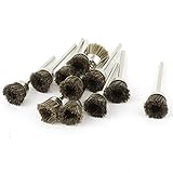 uxcell 軸付砥石 　ブラシ　ドリル用研磨　研削磨　ナイロン　メタル制　シルバートーン　ブラウン　予備部品　12本入り